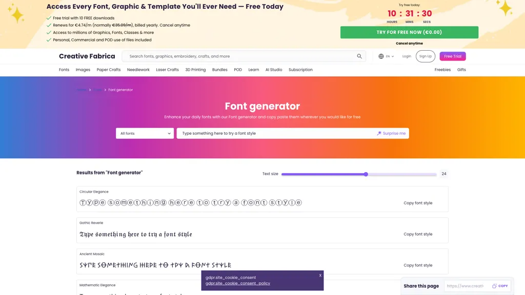 Creative Fabrica 官网截图