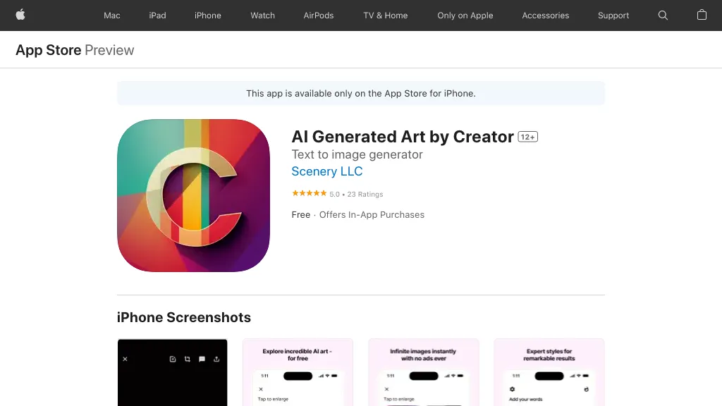 ‎Creator: AI Generated Art 官网截图