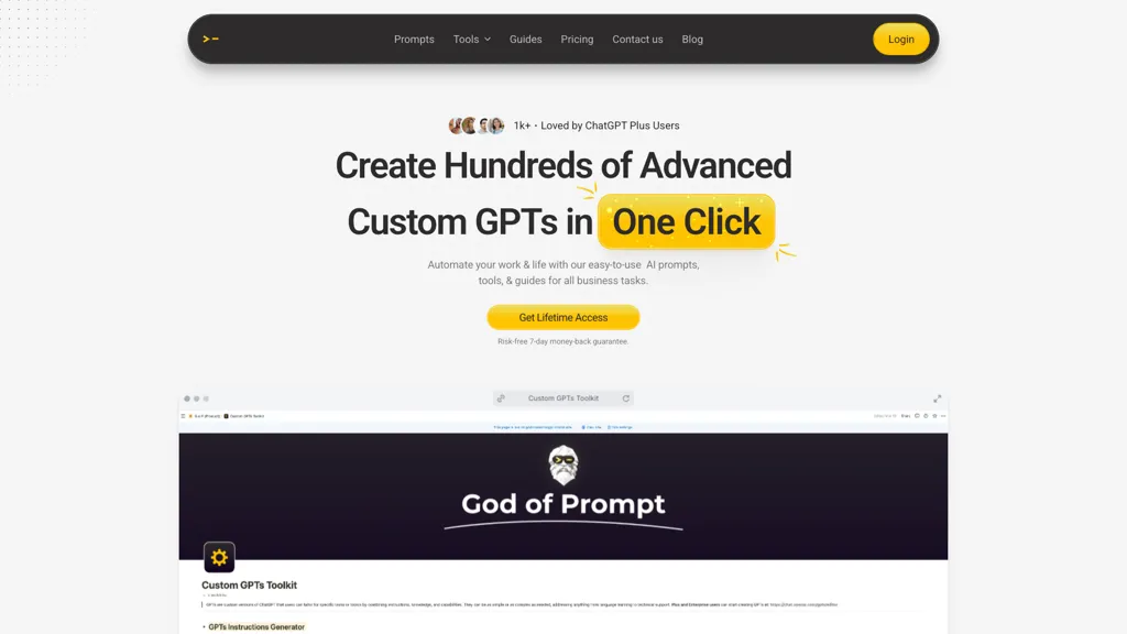 Custom GPTs Toolkit 官网截图