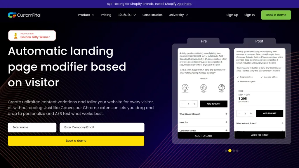CustomFit.ai 2.0 官网截图