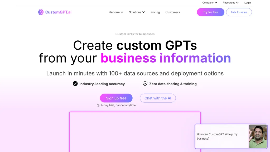 CustomGPT.AI 工具截图