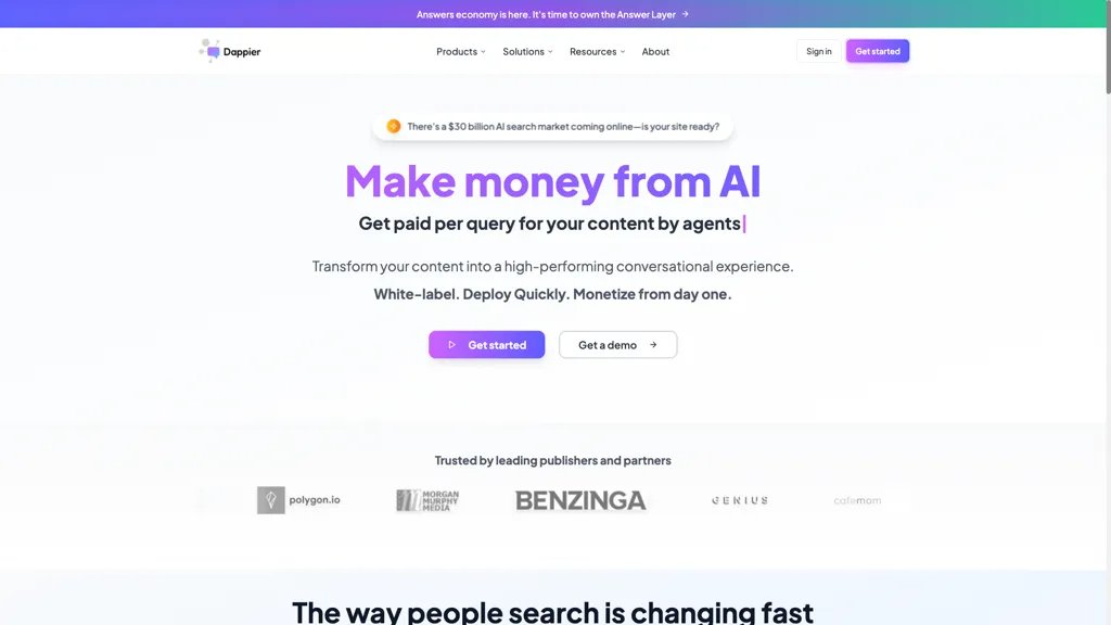 Dappier 2.0 官网截图