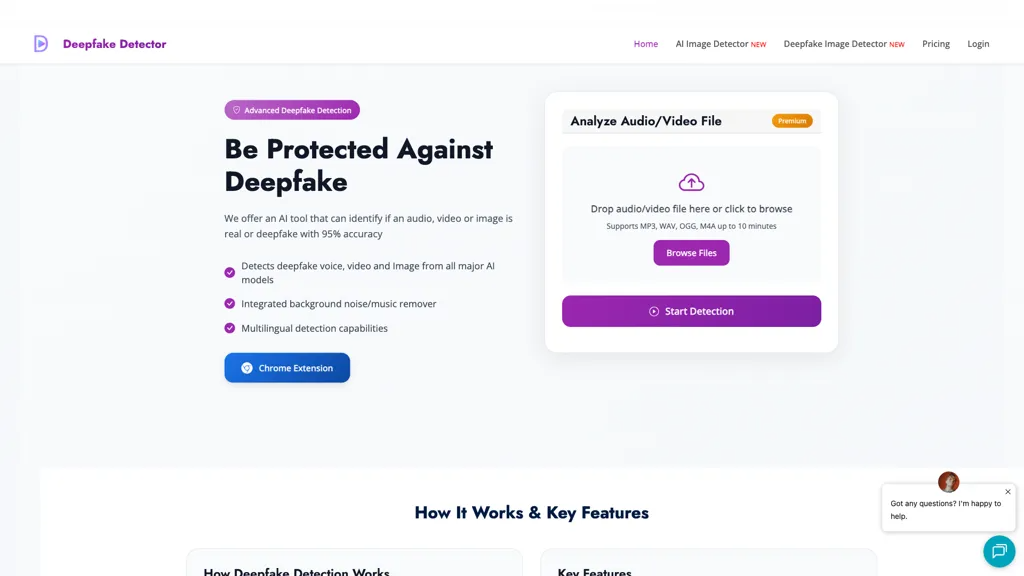 Deepfake Detector 官网截图