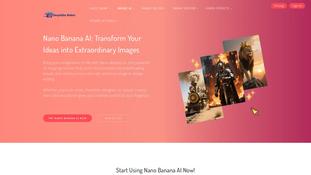 Deepfake Maker Nano Banana AI 官网截图