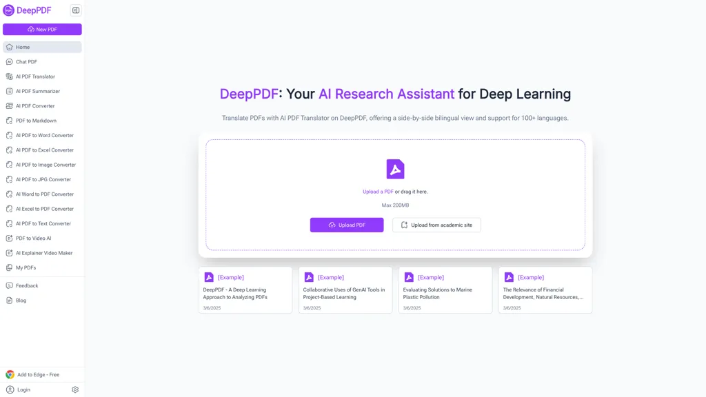 DeepPDF 官网截图
