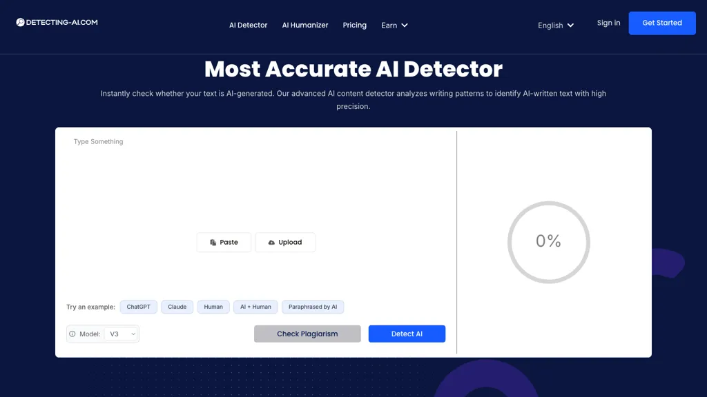 Detecting-AI.com 官网截图
