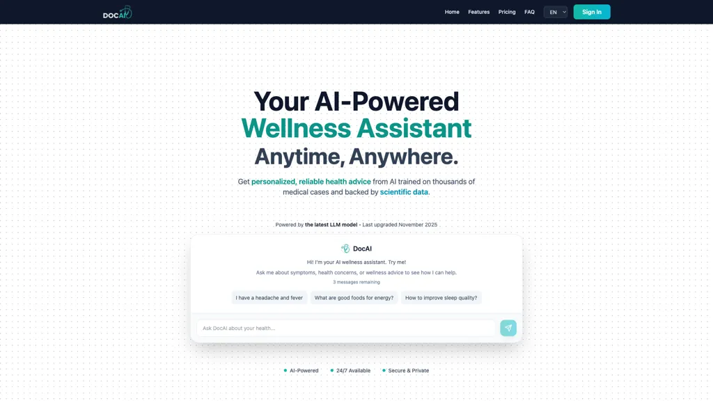 Doc AI 官网截图