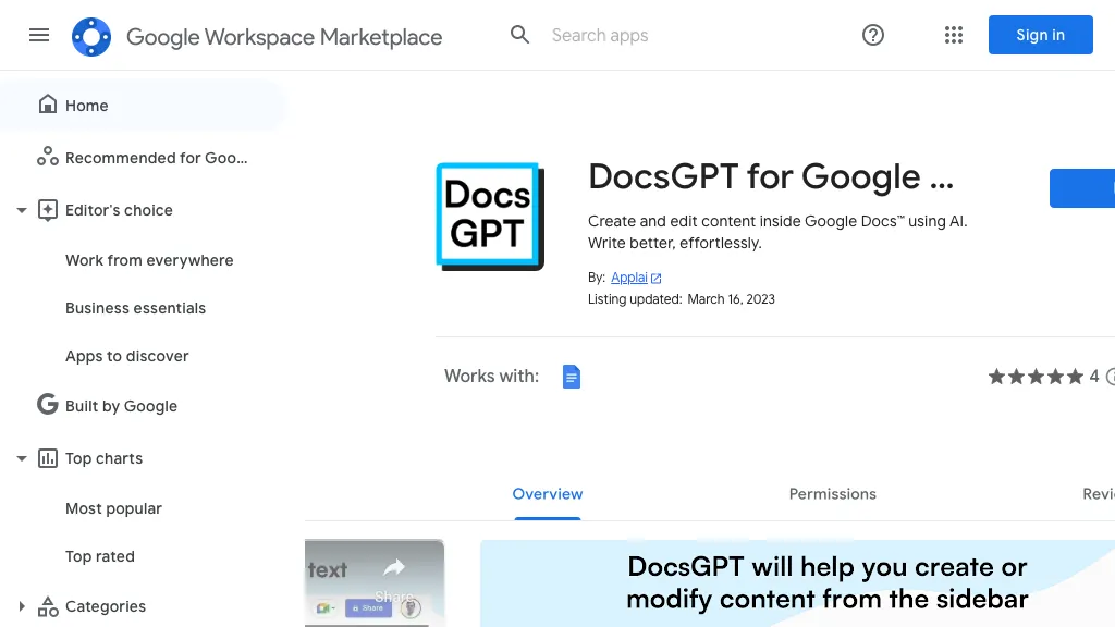 Docs GPT by Applai 官网截图