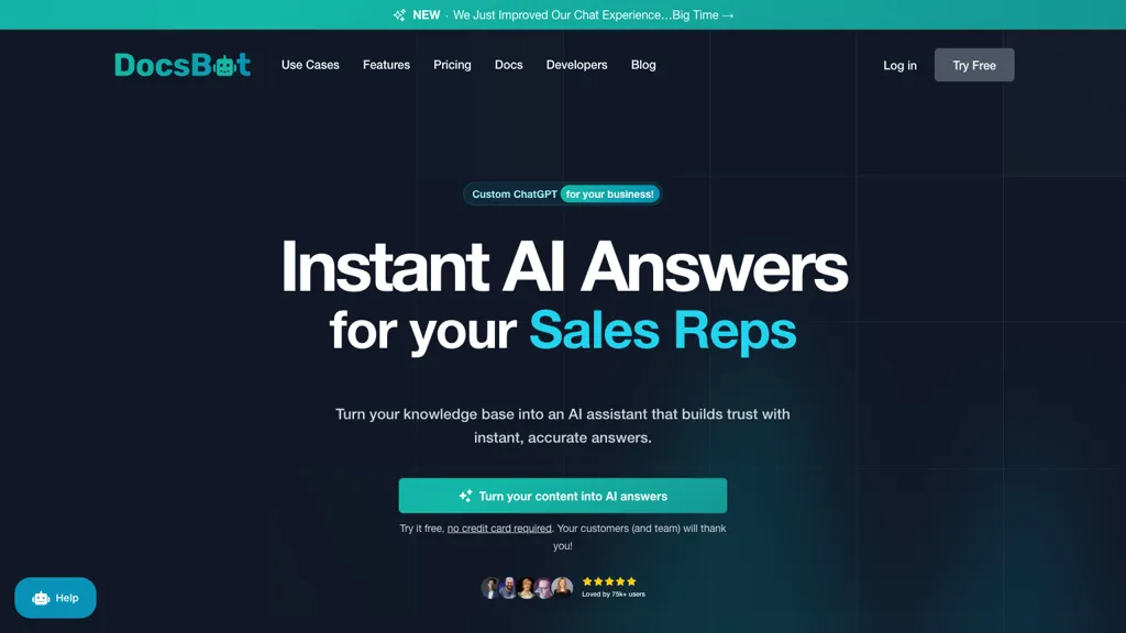 DocsBot AI 官网截图