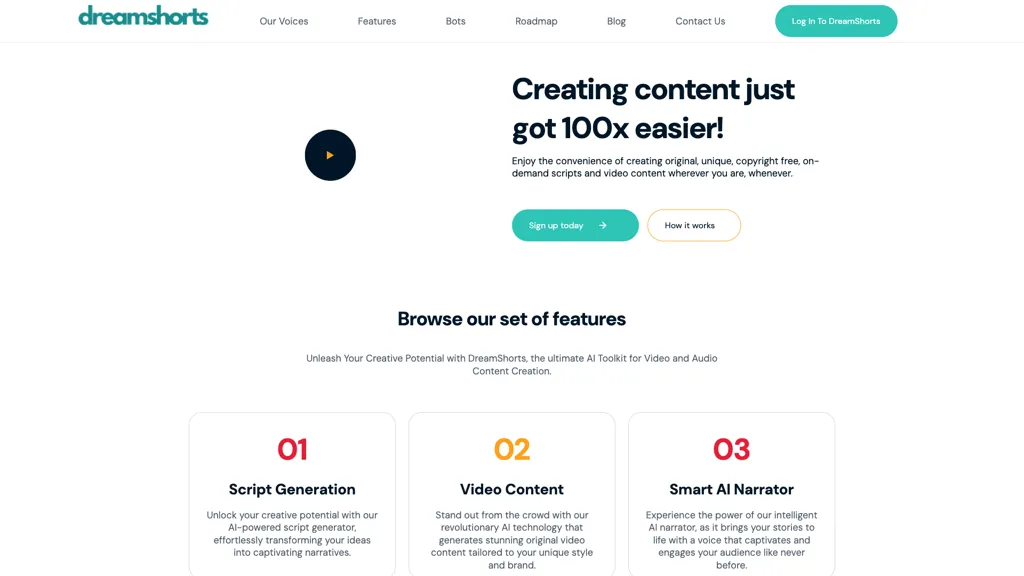 Dreamshorts 官网截图