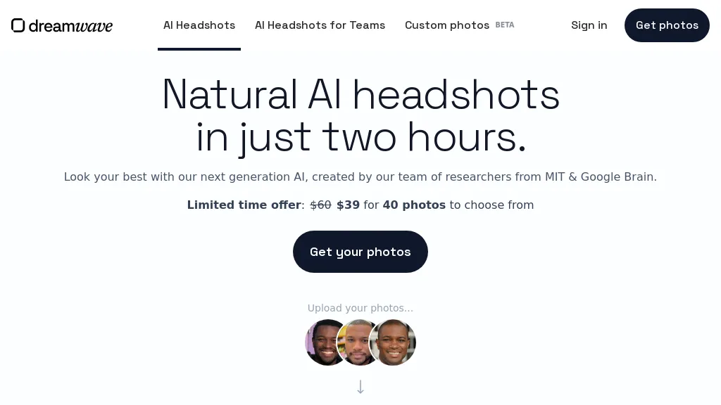 Dreamwave | AI Headshots 官网截图