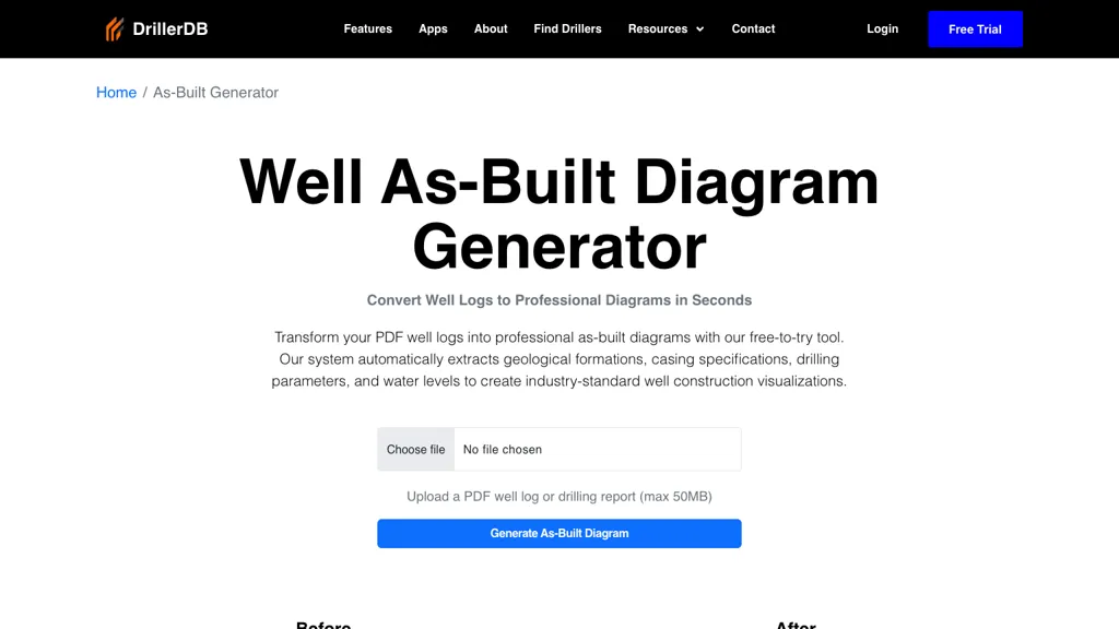 DrillerDB Well As-Built Diagram Generator 官网截图