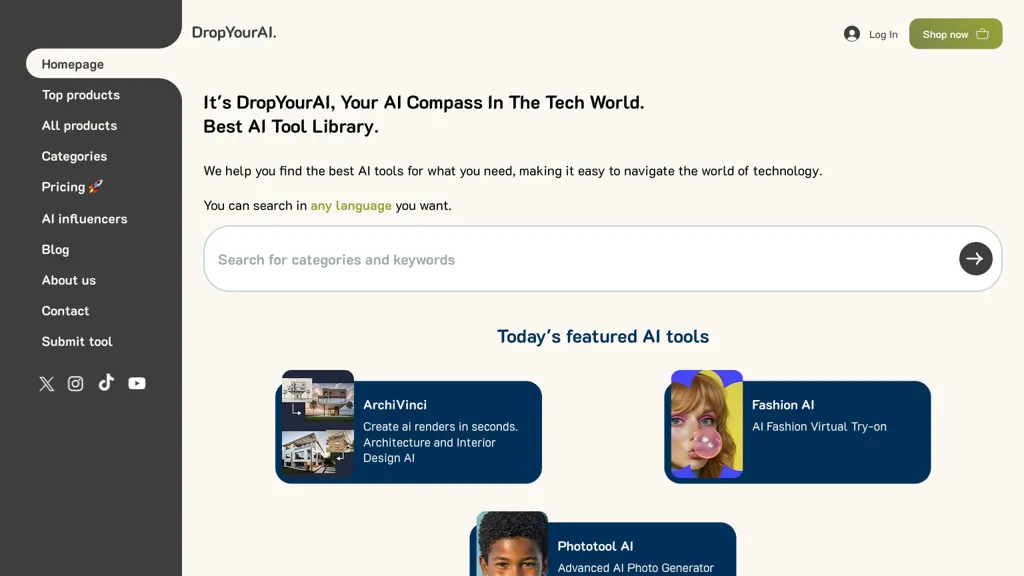Drop Your AI 官网截图