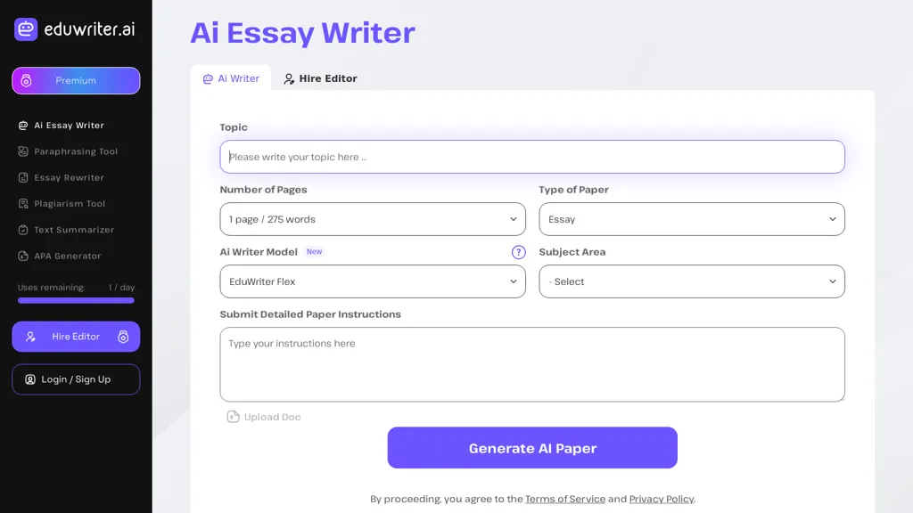 Eduwriter.AI 官网截图