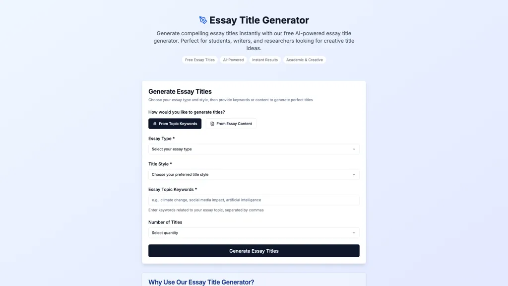 Essay Title Generator 官网截图