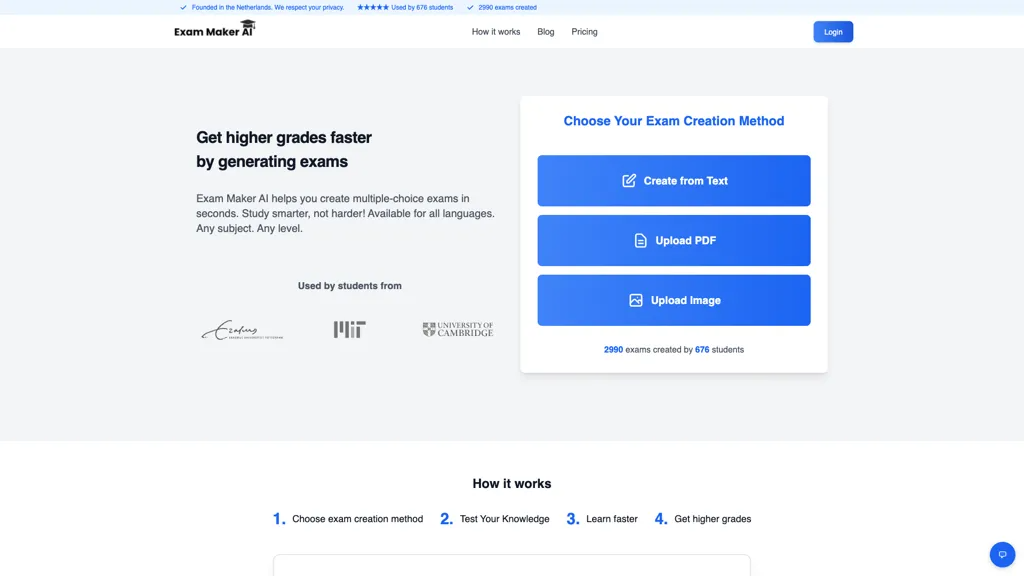 Exam Maker AI 官网截图