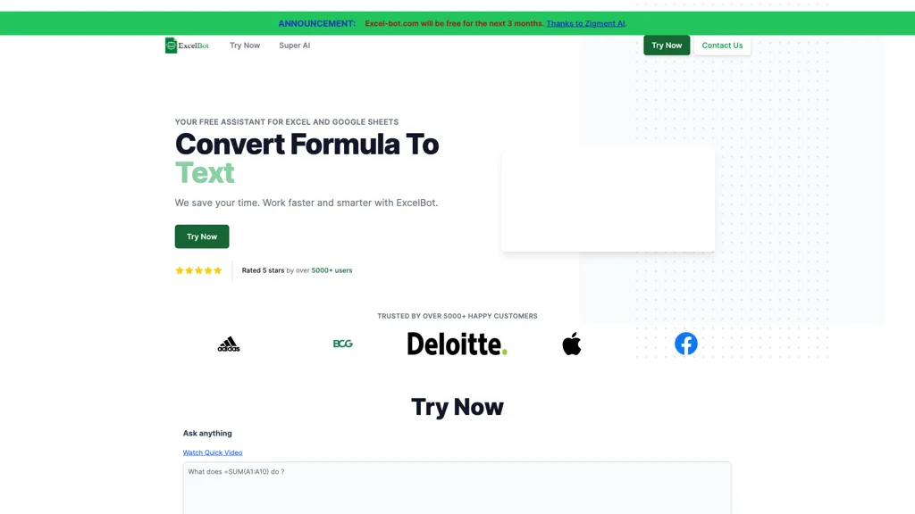 Excel-bot.com 官网截图