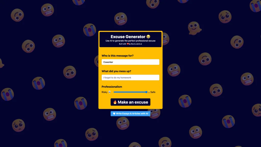 Excuse Generator 官网截图