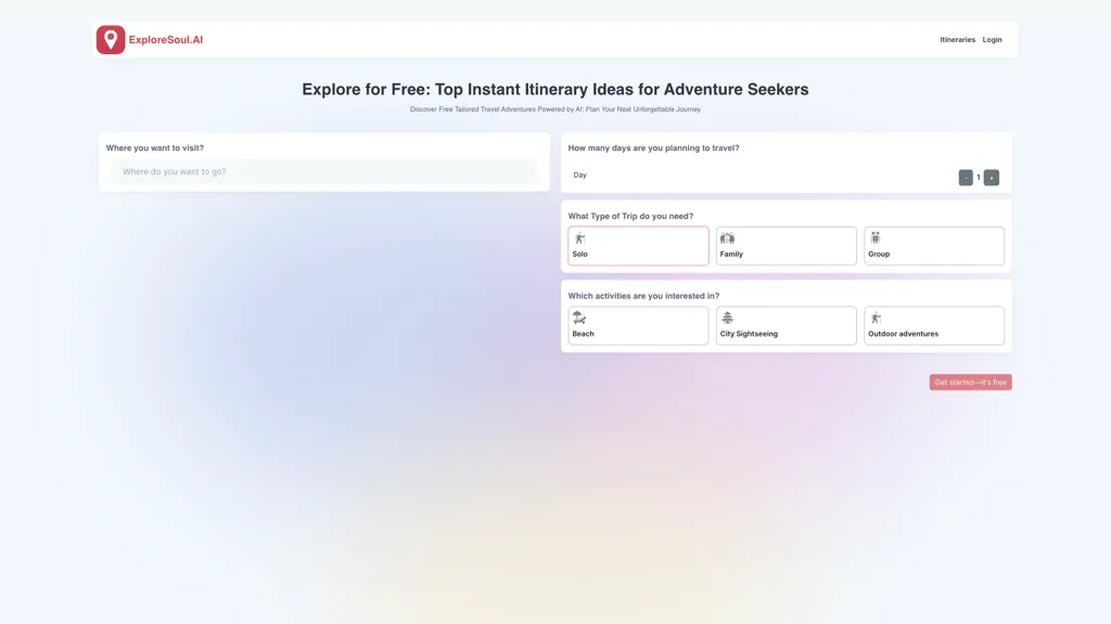 ExploreSoul.AI 官网截图