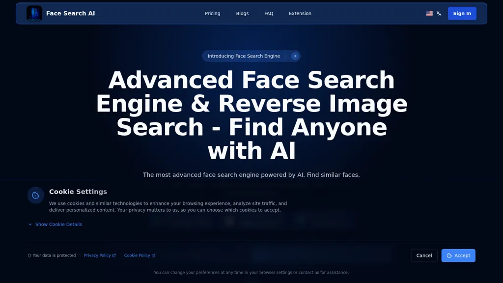 Face Search AI 官网截图