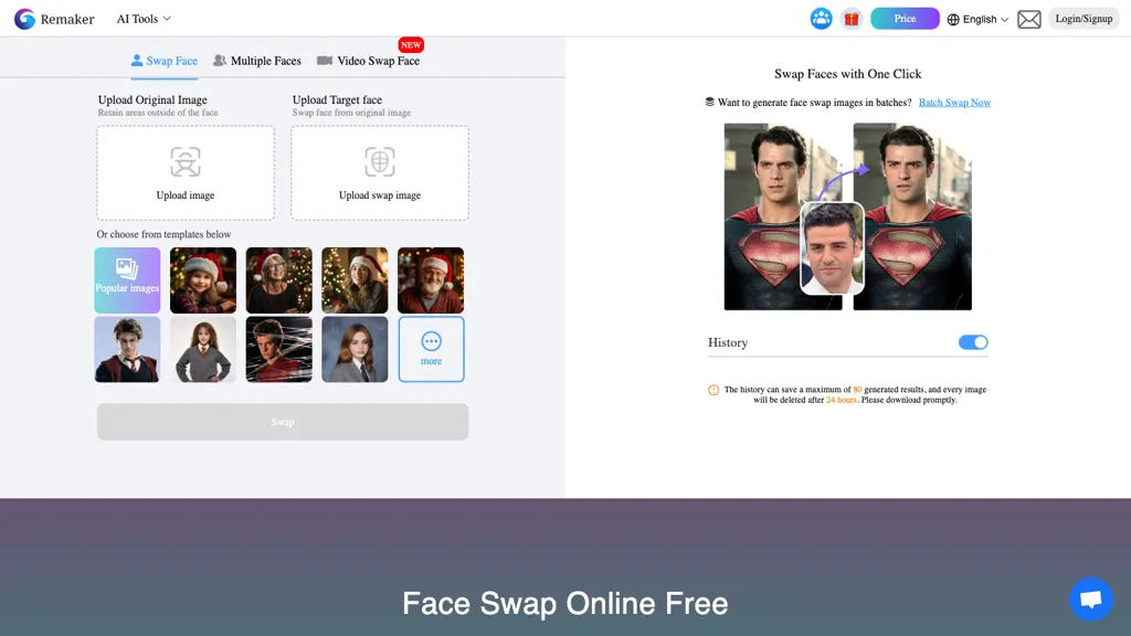 Remaker Face Swap 官网截图