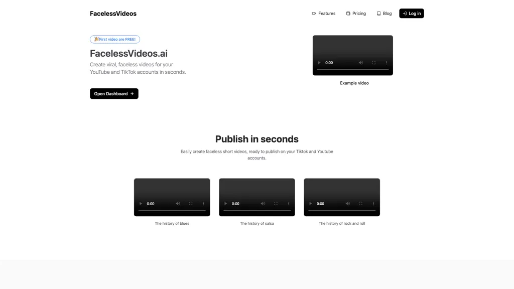 FacelessVideos.AI 官网截图