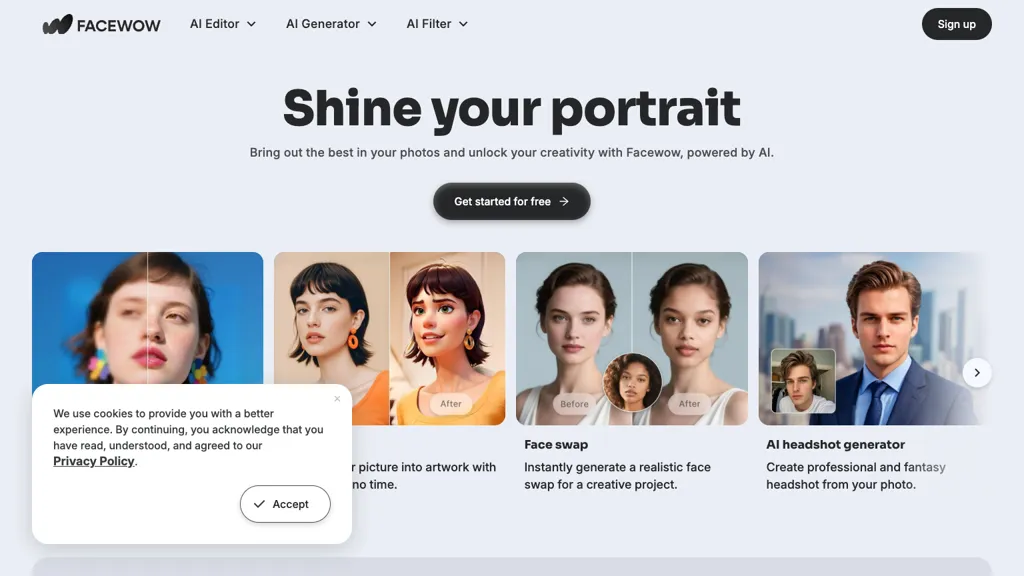Facewow 官网截图