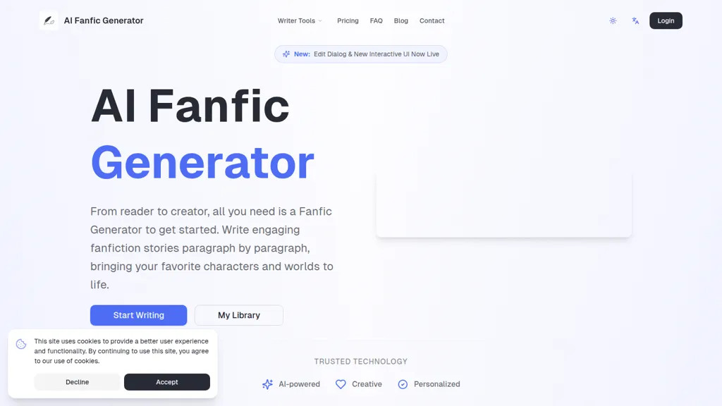 Fanfic Generator 官网截图