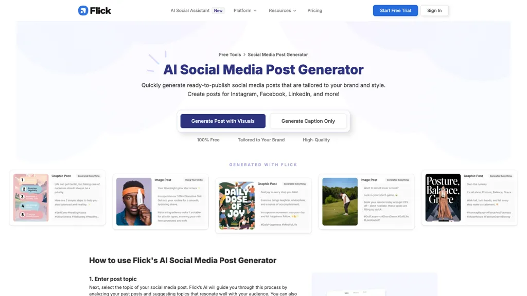 Social Media Post Generator by Flick 官网截图