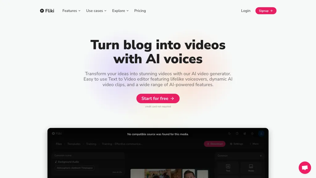 Fliki AI 工具截图