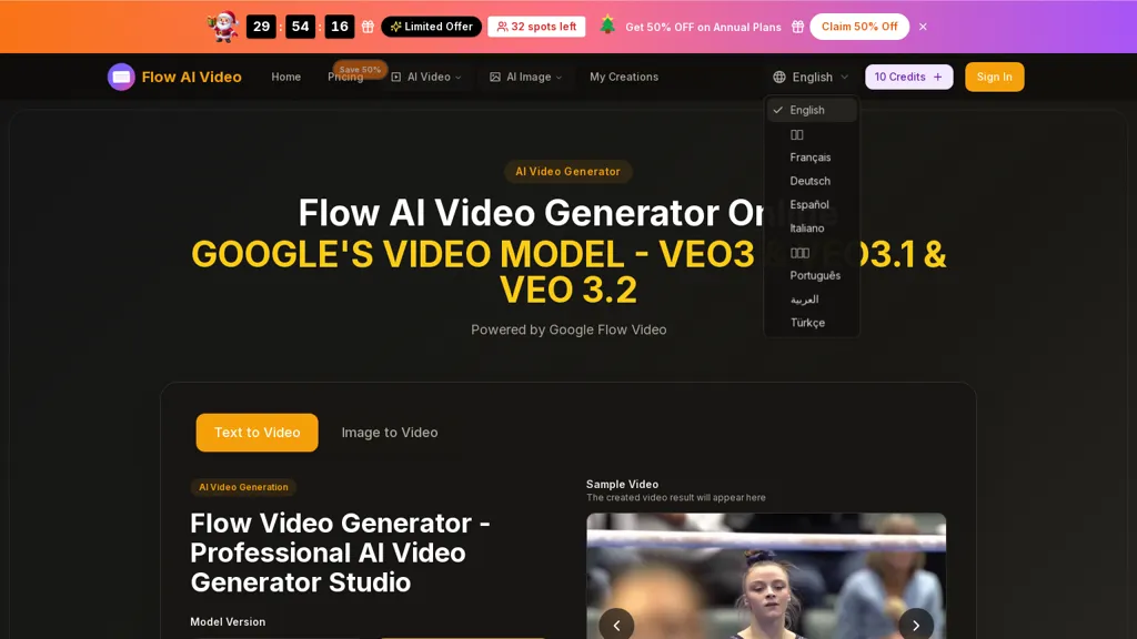 Flow AI Video 官网截图