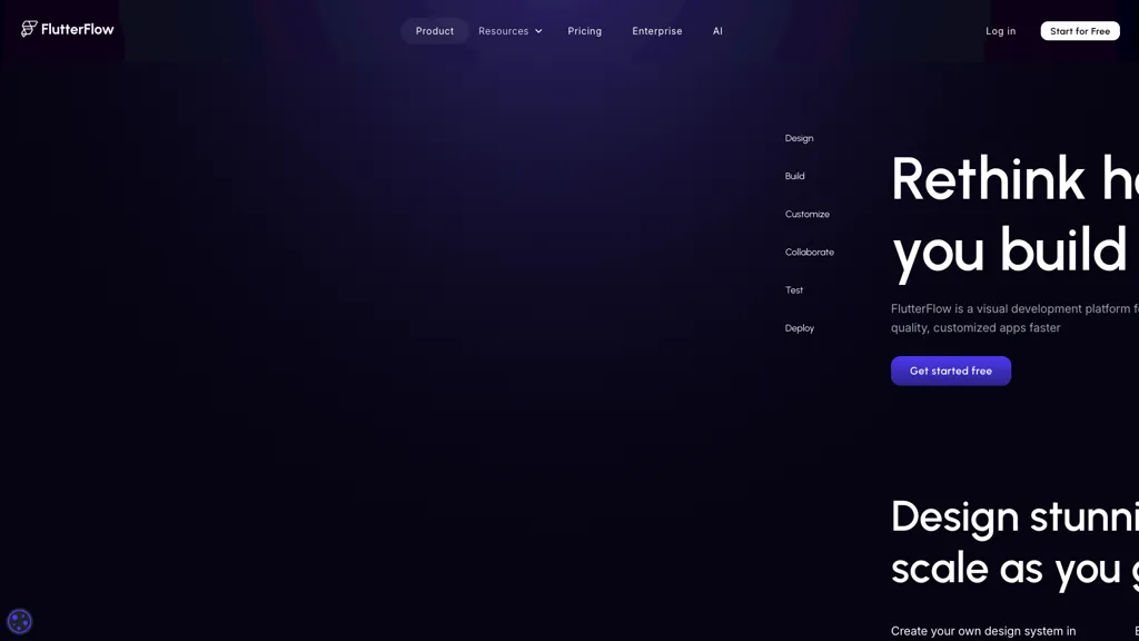 FlutterFlow AI Gen 官网截图