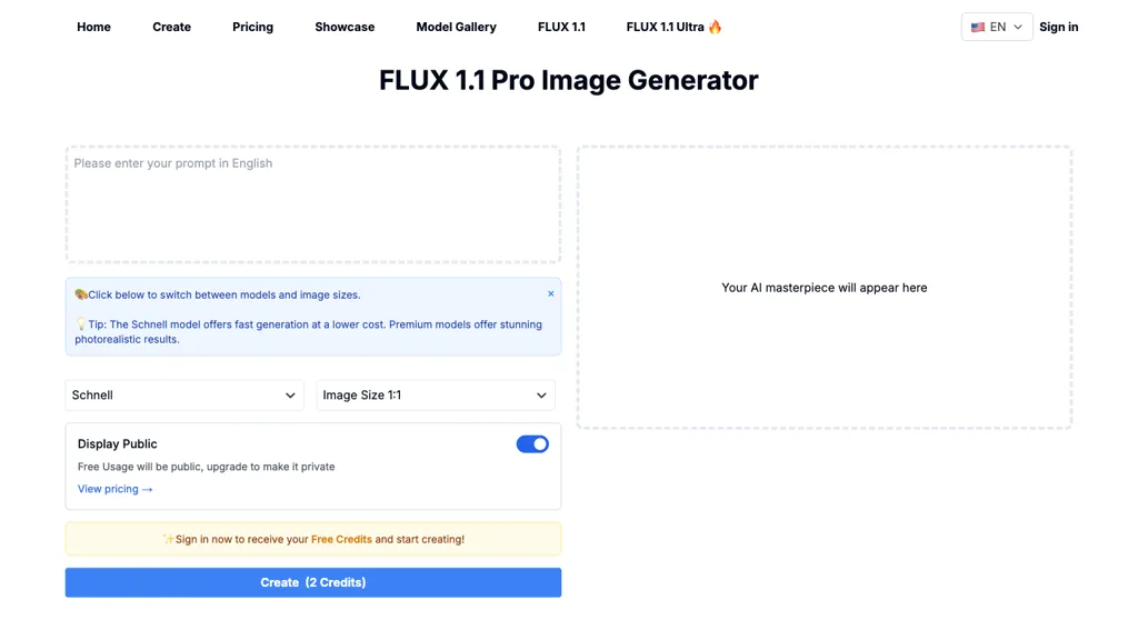 FLUX 1.1 Pro 官网截图