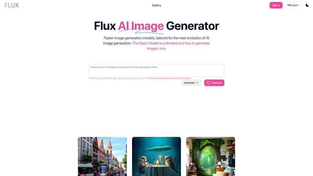 FLUX AI Online 官网截图