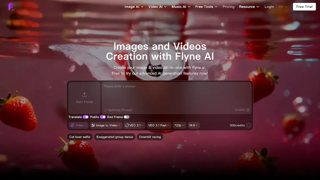 Flyne AI 官网截图