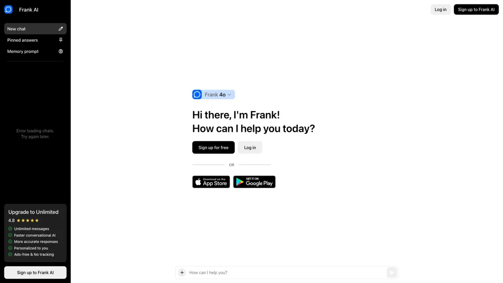 Frank AI 官网截图