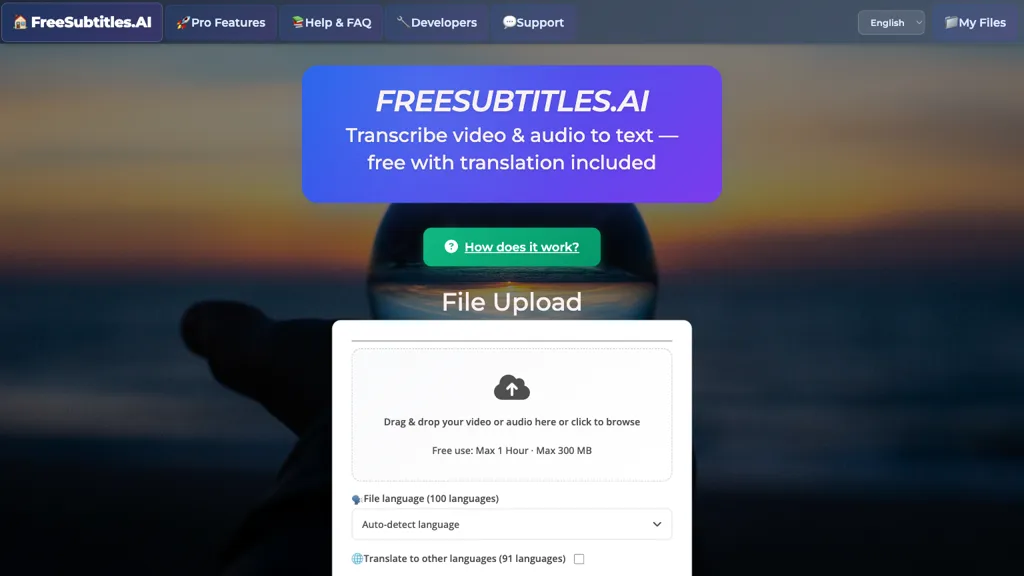 Free Subtitles AI 官网截图