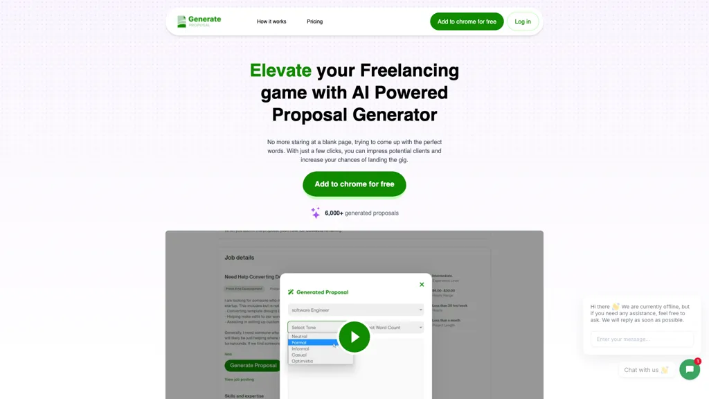 Generate Proposal 官网截图