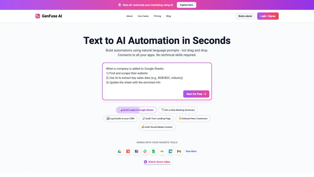 GenFuse AI 官网截图