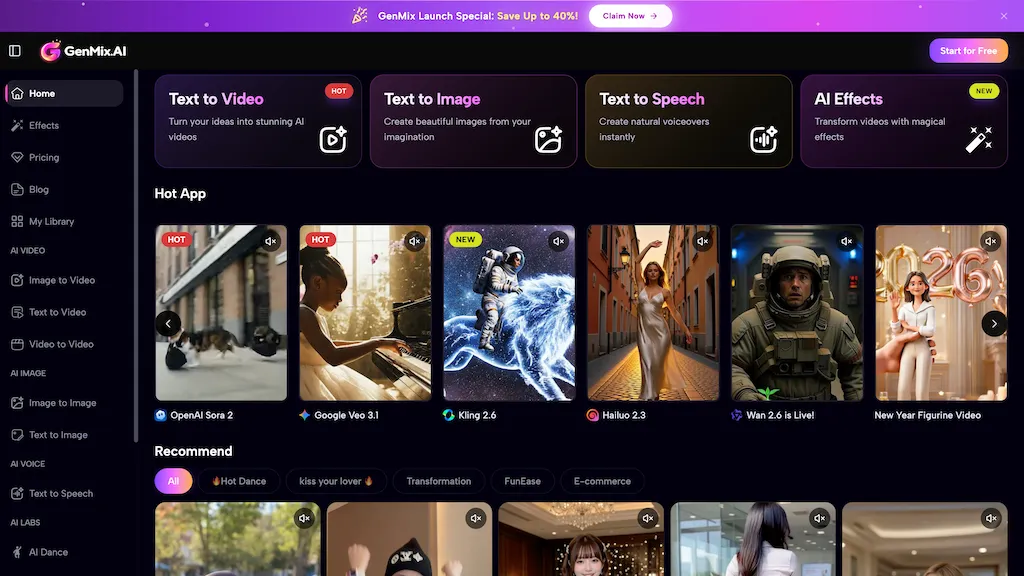 GenMix AI 官网截图