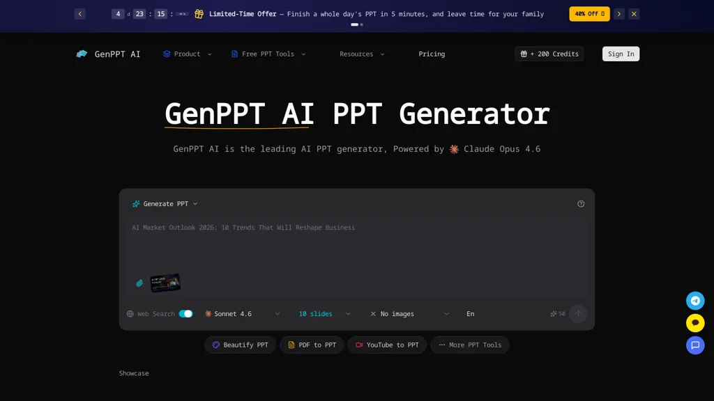 GenPPT AI 官网截图