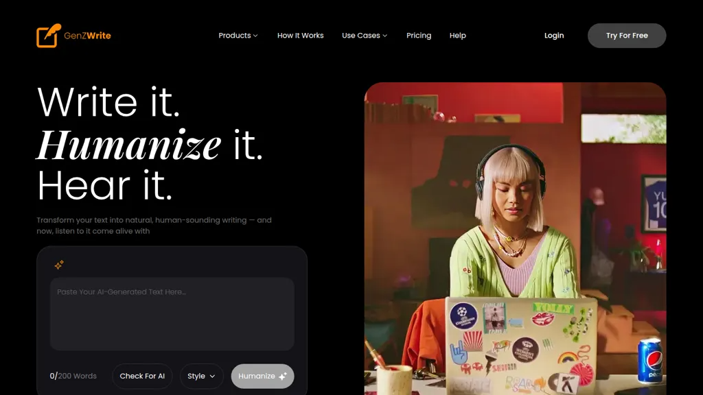 GenZWrite 官网截图