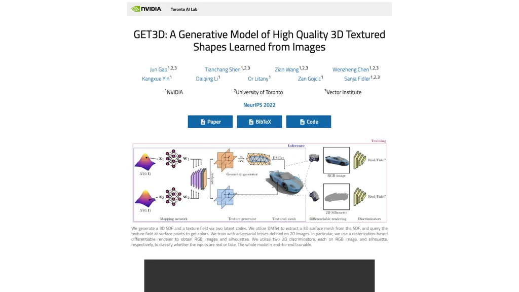 GET3D (Nvidia) 官网截图