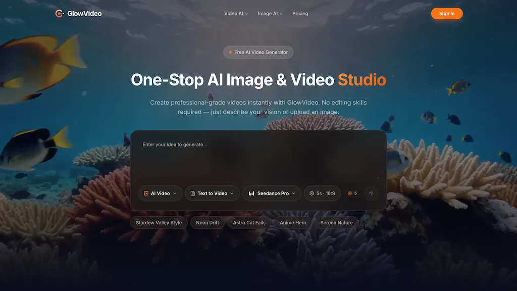Glow Video 官网截图