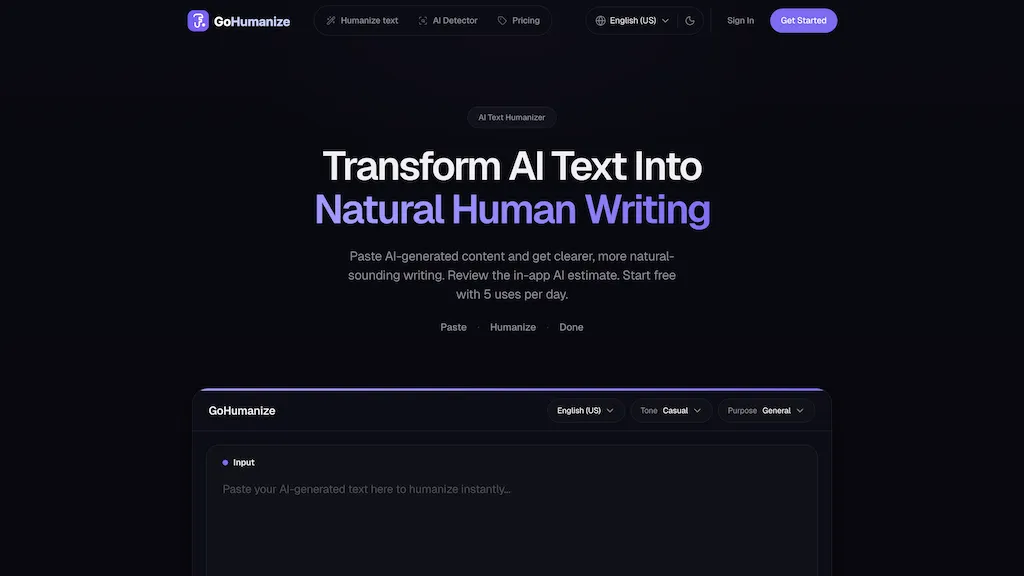 GoHumanize.AI 官网截图