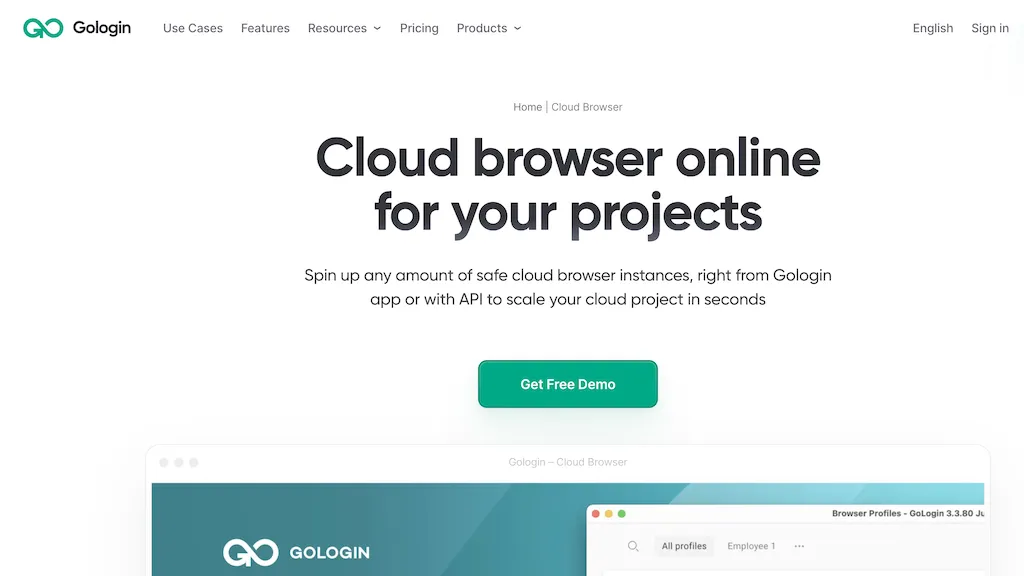 Gologin Cloud Browser 官网截图