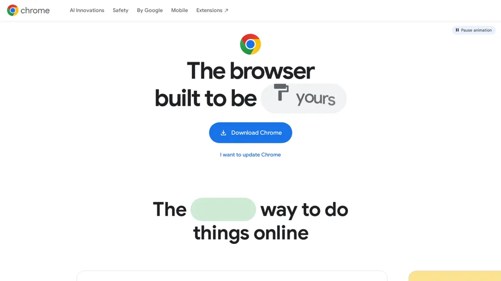 Google Chrome AI 官网截图