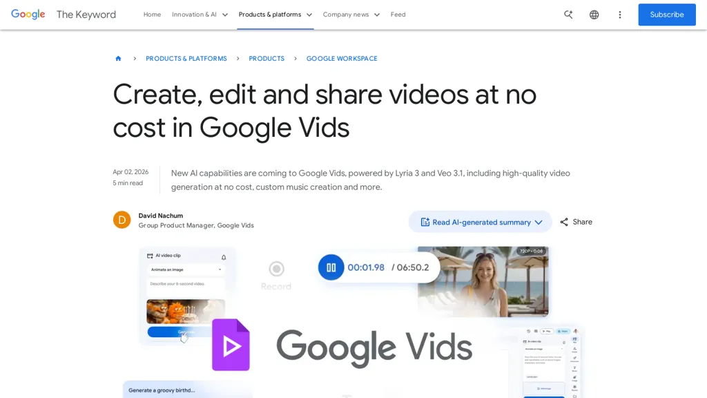 Google Vids 工具截图