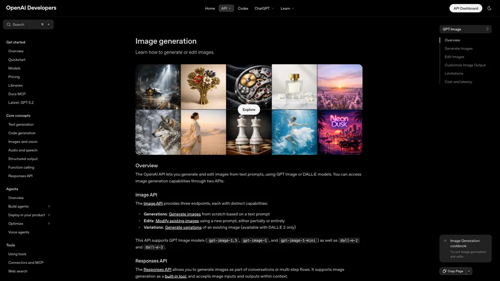 GPT Image API 官网截图