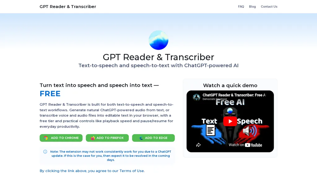 GPT Reader & Transcriber 工具截图